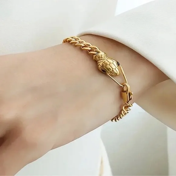 Serpenti 18K Gold Stainless Steel Snake Bracelet - Picture 2 of 3